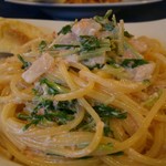 トラットリア インダコ - 博多辛子明太子と貝柱 水菜のクリームソース