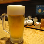 塩らー麺 本丸亭 - 生ビール(メンマのお通し付）
