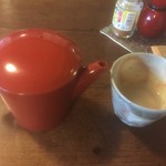 そば処 あじき堂 - 鶏トマトそばにもそば湯が付いてきて、とてもうれしい！