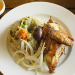 荒井商店 - ペルー風骨付きチキンと野菜のパエリャ大盛り 940+150＝1,090円