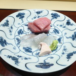 肥後橋 やま本 - お造り（生鮪、あまて鰈）