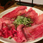 万両 - 薄切りしゃぶ焼き 上バラの中落ち
