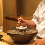 緒方 - トリ貝の生 と 炙り