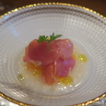 モンプチコションローズ - 28年6月　自家製甘酒の冷製スープ　メロン、生ハム