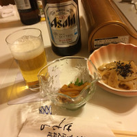 浅草辻むら - ビールと先付塩辛と…レンコン