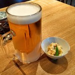 炭焼松 - 男前ジョッキ・お通し（ポテトサラダ）