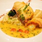 PRANZO B（アオリイカ、真鯛、車海老と芽キャベツのリゾット）