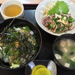 愛南 市場食堂 - タイの漬け丼とカツオのタタキ