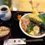 手造りうどん 楽々 - 天ぶっかけ定食