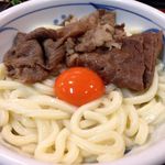 手造りうどん 楽々 - 黒毛和牛肉釜玉