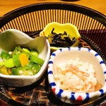 Fukutei - 花籠1段目(小鉢三種盛り)