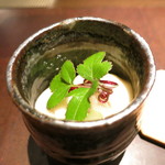 銀座 座屋 - 真鯛の白子と若布　アスパラガスとスナップエンドウ