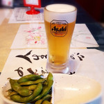 千代乃湯 - 生ビールと枝豆