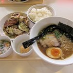 平達食堂 - ランチセット（にぼ達＋回鍋肉＋サラダ＋デザート）2016.06.20