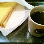 タリーズコーヒー - ホットサンド　ハム＆スクランブルエッグ&コーヒー