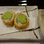 すし処 睦月 - 2016.06 つまみ９：鱧フライ、枝豆、塩で