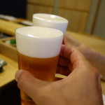 すし処 睦月 - 2016.06 生ビールでカンパ～イ