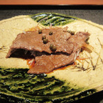 二条城ふる田 - 8】牛の醤油焼き 実山椒 大原の玉ねぎ(2016.5月)