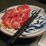 京富庵 - 半分入れた後。お肉の量はかなり多いです。
