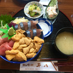 平八 - 三色丼(うに、まぐろ、サバ)ver.