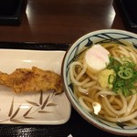 丸亀製麺 - かけ1玉290円+温玉60円+かしわ天130円(全て税込)