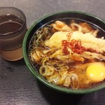 ゆで太郎 - 2016/3 レビュ3回目 納豆 360円（納豆、生卵、かけそば、ご飯）+　海老天（サービス券利用） 360円