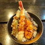 手打ちそば 庄庵 - ミニ天丼（エビ、ピーマン、舞茸、なすび、サツマイモ）