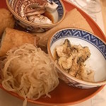 新橋 かま田 - おでん　ゲソ、しらたき、しそチーズ、ツブ貝、はんぺん