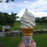 道の駅 朝霧高原 - 牛乳ソフト(400円)
            富士山方向に向かって(肝心な富士山は雲に隠れてしまいました)