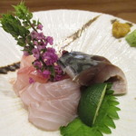 小料理 すず乃 - 秋田産　すずきの昆布締め、自家製しめ鯖、青森産　イシナギ