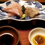 虎屋 壺中庵 - セイゴとクルマエビのお造り