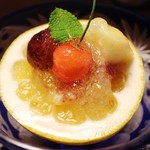 しのはら - 水物　宇和ゴールド　佐藤錦　ブドウ　白ワインジュレ　　