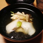 しのはら - 椀　アイナメ葛打ち、胡麻豆腐、早松、浜防風