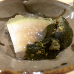 鮨 はしもと - 2016/6_蒸し鮑と鮑の肝の味噌漬け鮑の煮汁で作ったジュレ