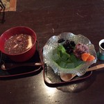 そば処 かや - 抹茶あんみつとおしるこ