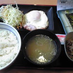吉野家 - 2010/09/27 ハムエッグ牛小鉢定食450円