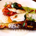 八丈赤ムツ/ピぺラード　パプリカとトマト/茄子のソテー/小松菜/浅利のジュ
          