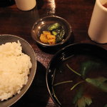 串揚げひょうたん - ごはん・赤だし