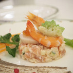 S.S.コロンビア・ダイニングルーム - サーモントラウトのタルタルとシーフードマリネ