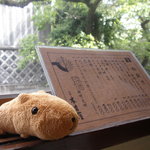 窓から川下りの船が見えます