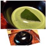 御料理 光安 - 抹茶寒天・・寒天の方に少し甘みが加えられていて、いいお味ですこと。