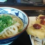 丸亀製麺 - かけうどん、鱧の天ぷら、ちくわの磯辺揚げ❗