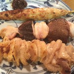 焼鳥 若竹 - つくね、椎茸、皮