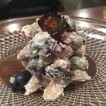 あそび割烹 さん葉か - 五色納豆のマスカルポーネ和え。椎葉のブルーベリーと。