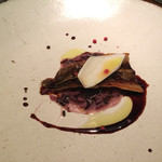 クッチーナ イタリアーナ ガッルーラ - ◆前菜。antipasto2 プリフィクス
      「浜中産地アナゴ」と中津川産チコリ。黒米のリゾット。熟成バルサミコソース。