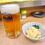 京屋本店 - 生ビール ＆ ポテトサラダ