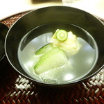 懐石料理 桝田 - お椀（トウモロコシ真丈と冬瓜）