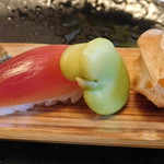 太田なわのれん - 冥加のお寿司、蚕豆、頬月