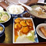 台湾料理福 - エビチリ定食＋豚骨ラーメン