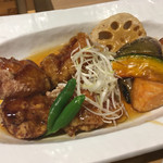 Gokoku Iommo Rukusatsu - 鶏と野菜の健康黒酢あんかけ定食(¥980)